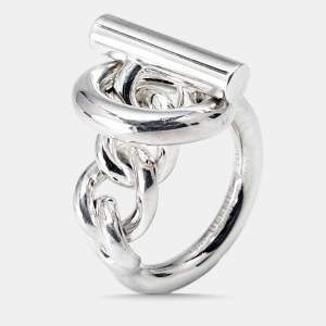مملوكة مسبقًا Hermès Croisette Sterling Silver Ring Size 55