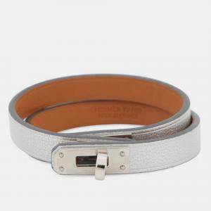 Pre Owned سوار هيرمس "ميني كيلي" لفة مزدوجة شيفر شامكلا فضي مقاس تي 2