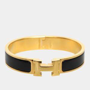 Pre Owned Hermes Clic H Black/Gold PM Bracelet