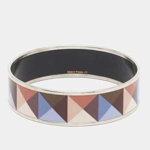 مملوكة مسبقًا Hermes Clous De Trompe Enamel Palladium Plated Wide Enamel Bangle