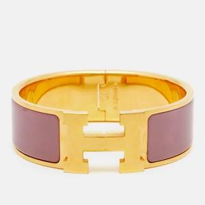 مملوكة مسبقًا Hermès Clic Clac H Enamel Gold Plated Bracelet 
