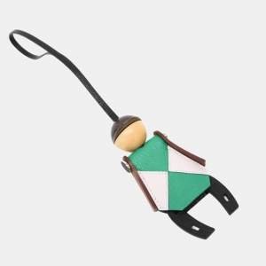 Pre Owned حلية حقيبة يد هيرميس شيفري ميسور من جلد بارينيا بني أخضر وردي فاتح شكل الفارس