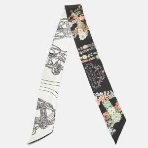 Pre Owned ربطة عنق هيرميس حرير أسود برايدز دي غالا ان فلورز