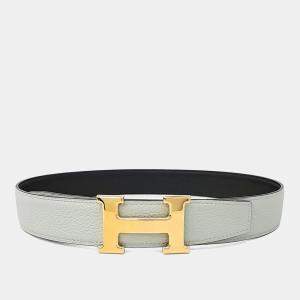 Pre Owned Hermes H Reversible Grey Leather Belt (U)