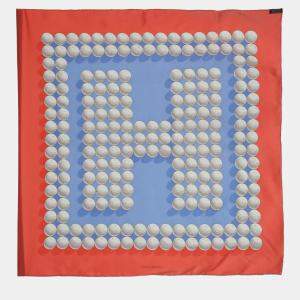 Pre Owned Hermes Blue, Pink, White Silk Balles De Golf Scarf