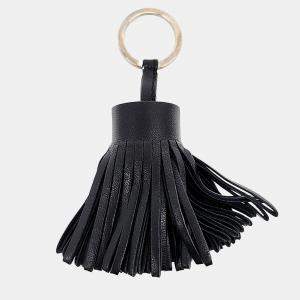 مملوكة مسبقًا Hermes Carmen Black Leather Tassel Keyring