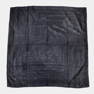 Pre Owned وشاح هيرمس حرير جاكار مربع عملاق "كوتشينغ" بحجم مائة وخمسة وثلاثون إنكري / مارين 