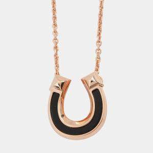 Pre Owned Hermes Necklace "Joquette" Size Pm Black Metal Epsom