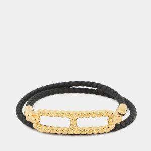 مملوكة مسبقًا Hermes Luli Godronne Double Tour Bracelet Black Swift Leather