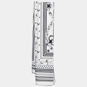 Pre Owned وشاح هيرميس مربع كشمير فيستيفال دي أمازون بلان/نوار