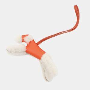 Pre Owned Hermes Buddy Bag Charm Orange Poppy/Carnelian Lambskin Mouton