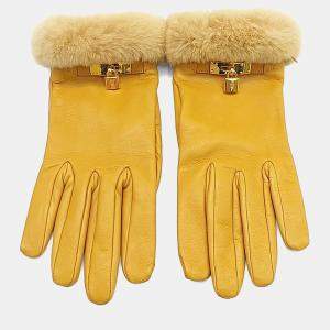 Pre Owned Hermes Mink-trimmed Kelly Gloves