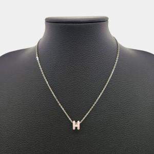 Pre Owned Hermes Pop H Silver Plated Mini Necklace
