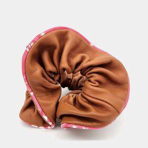 Pre Owned Hermes Brown Leather Scrunchie