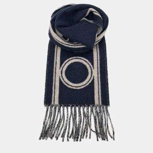 Pre Owned Hermes Beige, Navy Blue Cashmere Muffler