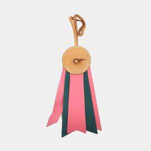 Pre Owned Hermes Paddock Plot Green, Pink Leather Bag Charm
