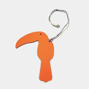 Pre Owned Hermes Petit H Petit Hache Orange Leather Bag Charm