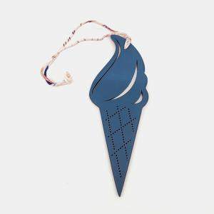 Pre Owned Hermes Petit H Petit Hache Blue Leather Bag Charm