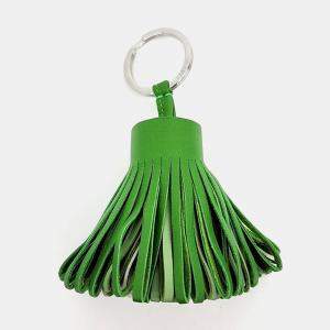 Pre Owned Hermes Carmen Green Leather Tassel Keyring