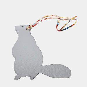 Pre Owned Hermes Petit H Petit Hache Grey Leather Bag Charm