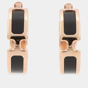 مملوكة مسبقًا Hermes Olymp Earrings Size Gm Black Box Calf Leather