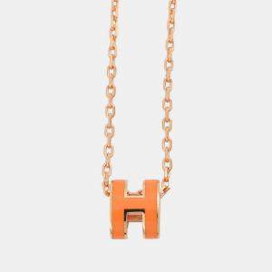 مملوكة مسبقًا Hermes Pop Ash Necklace Size Mini Orange Gold Plated Lacquer
