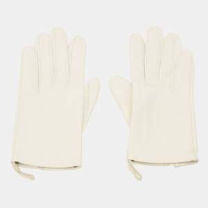Pre Owned Hermes Size 7 Gloves White Leather