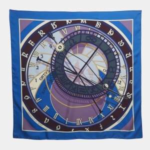 مملوكة مسبقًا وشاح هيرمس حرير ميكانيك دو تامب أزرق