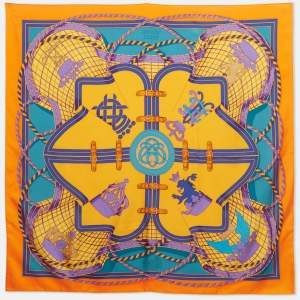 Pre Owned Hermès Orange Grande Tenue Silk Scarf