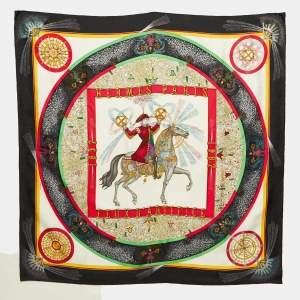 Pre Owned Hermes Black Feux d'Artifice Silk Scarf