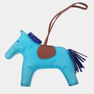 مملوكة مسبقًا Hermes Leather Sky Blue Rodeo Bag Large