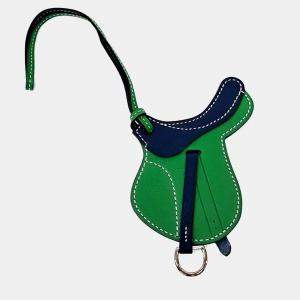 Pre Owned Hermes Green Leather Paddock Selle Bag Charm
