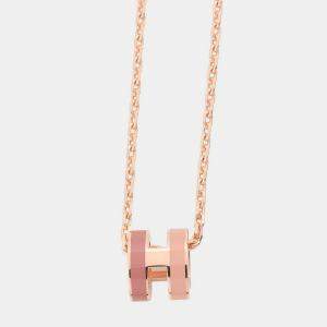 مملوكة مسبقًا Hermes Pop Ash Necklace Rocabar Size Mini Beauty Lacquer Gold Plated
