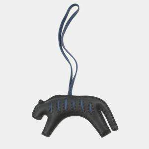 Pre Owned Hermes Rulu Bag Charm Black/Blue Saphir Lambskin