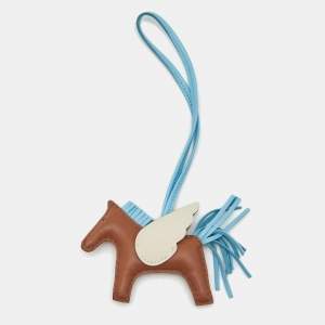 Pre Owned Hermes Rodeo Pegase PM Bag Charm Gold/Craie/Ciel Milo and Swift Leather 