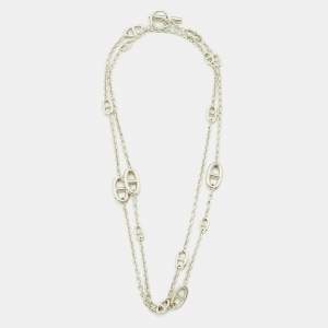 Pre Owned عقد هيرمس فاراندول فضي طويل بمشبك