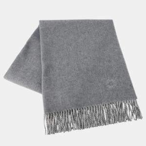 مملوكة مسبقًا وشاح هيرمس وجهين فلانيل رمادي / ساحل العاج كشمير 100%