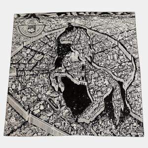 مملوكة مسبقًا وشاح هيرميس كاريه بريسيه سيت كافاليير مدينة سلاح الفرسان الليلية خالص حرير أسود بحجم 90