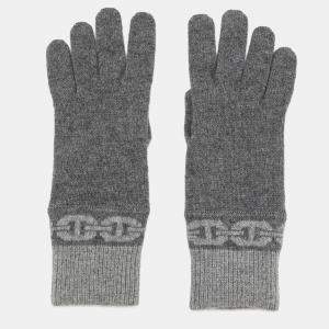 Pre Owned قفازات هيرميس غلوف هيفن مقاس متوسط شاربون/فلانيل