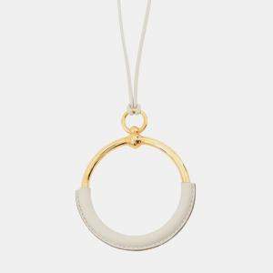 Pre Owned Hermes Loop Grand Necklace Beton Swift Leather Metal