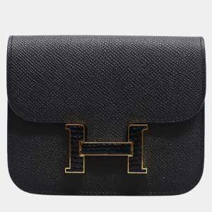 مملوكة مسبقًا Hermes Black Lizard Constance Slim Wallet