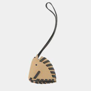 مملوكة مسبقًا Hermes Cheval Tresse Bag Charm Poussiere/Black Epsom
