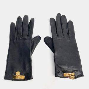 Pre Owned Hermès Black Leather Gloves