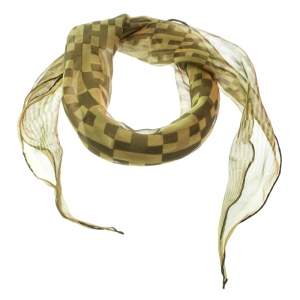 Pre Owned Hermes Green Radial Block H Print Silk Chiffon Losange Scarf