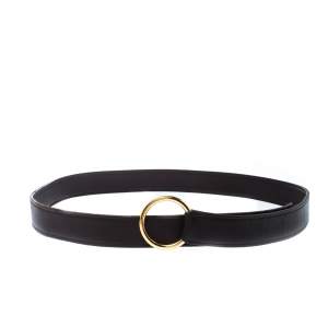 Hermes Dark Brown Leather O Ring Buckle Belt 115cm