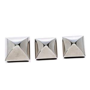 Pre Owned Hermes Pyramid Medor Palladium Finish Set of 3 Studs Twilly Scarf Ring  
