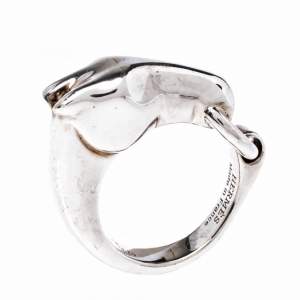 Pre Owned Hermès Sterling Silver Galop Ring Size EU 52
