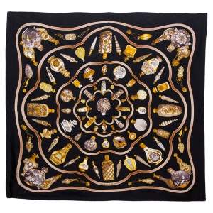 Hermes Black Qu'importe le Facon Silk Scarf