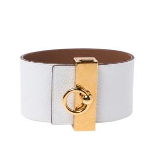 Pre Owned Hermès Bicolor Leather Gold Plated Illusion Bracelet