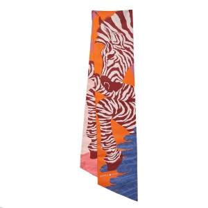 Pre Owned Hermès Multicolor Zebra Pegasus Silk Maxi Twilly